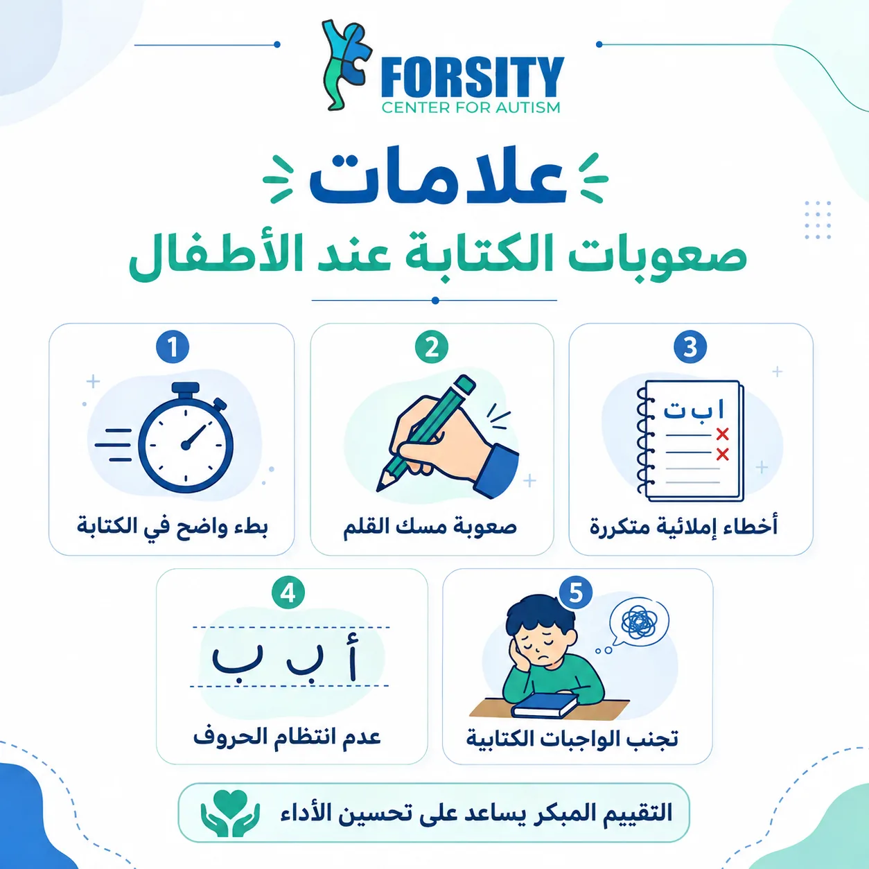 علامات تشير إلى حاجة الطفل إلى علاج صعوبات الكتابة