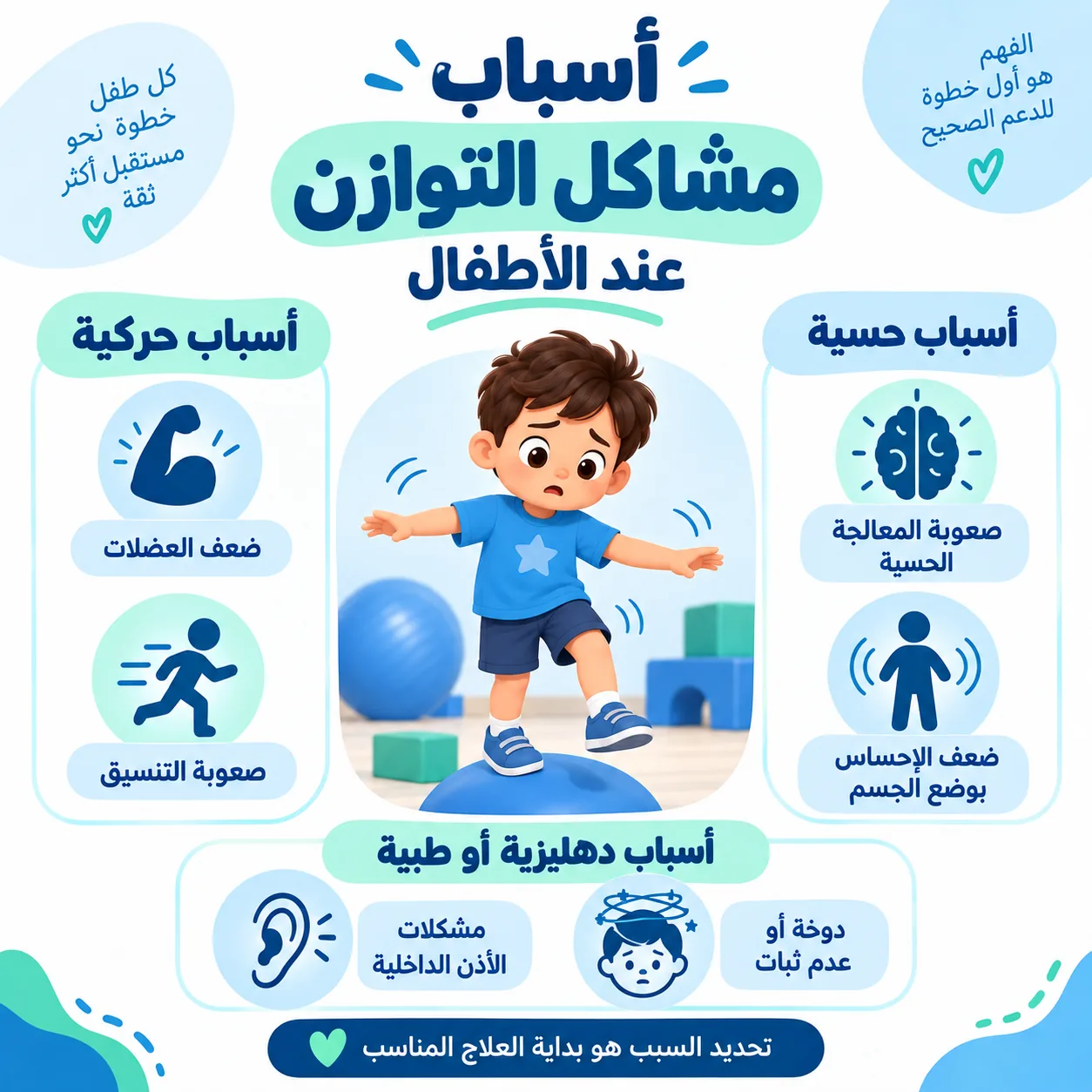 ما أسباب مشاكل التوازن عند الأطفال