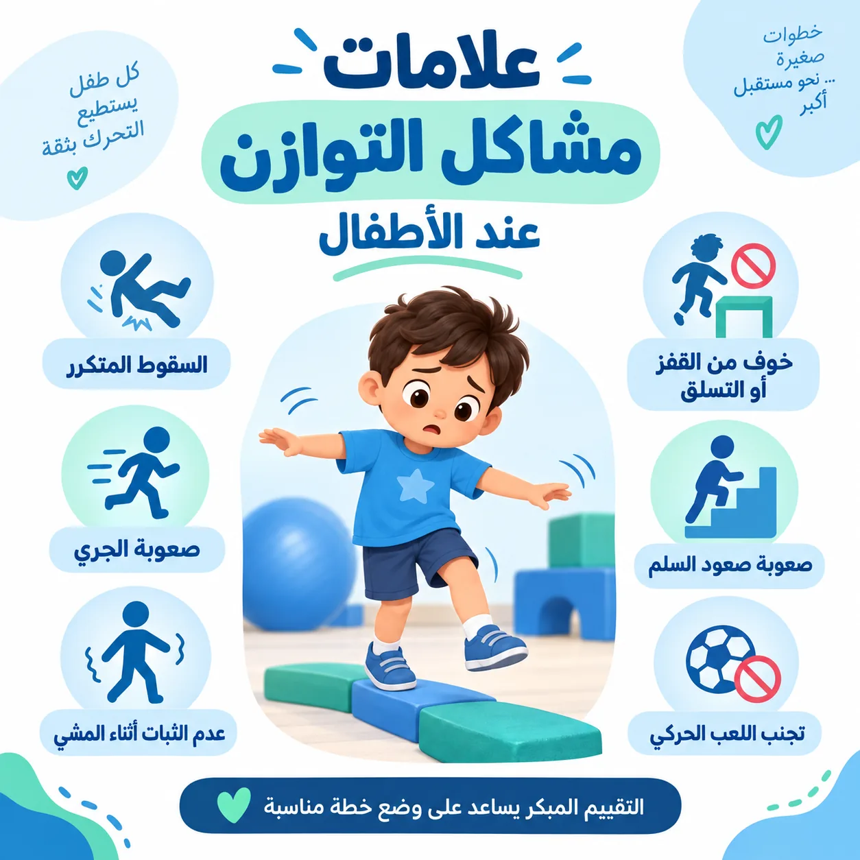 متى يحتاج الطفل إلى تقييم بسبب ضعف التوازن